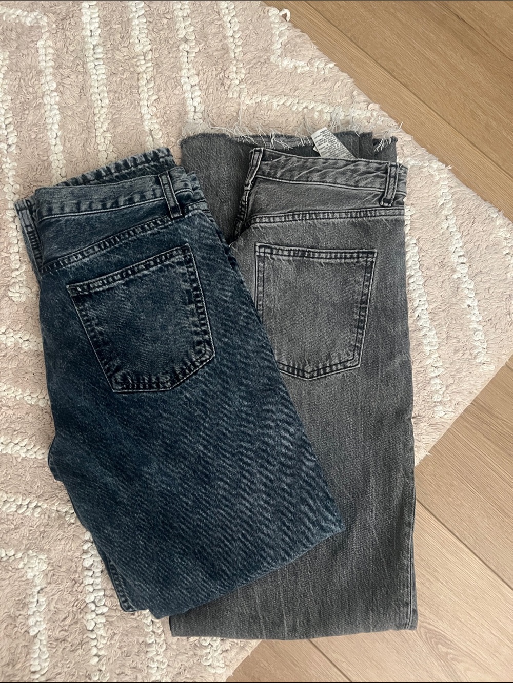 Zara Straight Leg Jeans in Washed Blue and Washed Gray two pair bundle